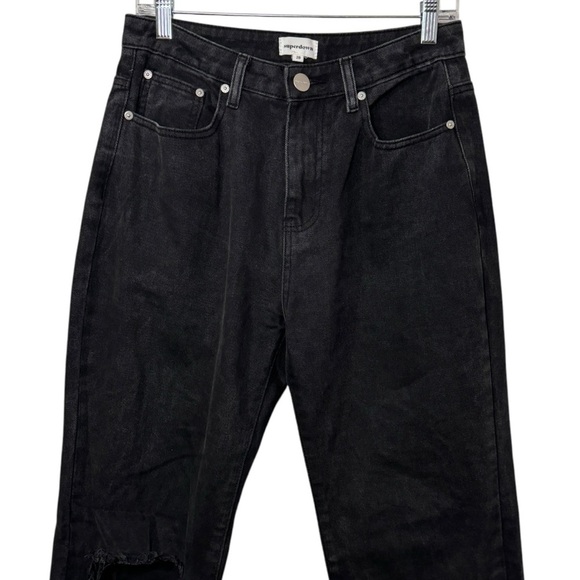 Superdown Dylan ripped knee distressed raw hem black denim jeans womens 29 - Picture 4 of 13